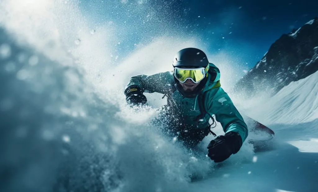 Snowboarder in action — athletic performance with Sportix Max+
